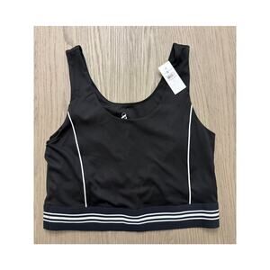 Lou & Grey Black Longline Sports Bra Stripe Hem Women’s Large